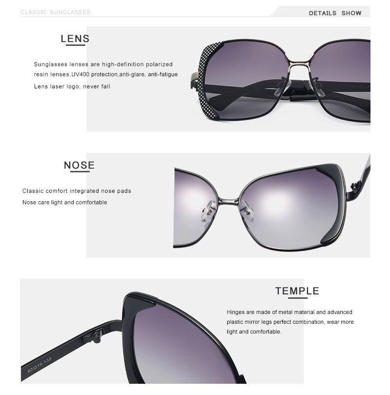 OLEY Classic Brand Fashion Large Frame Women's Polarized Sunglasses Butterfly Retro UV Protection Goggles Y5190