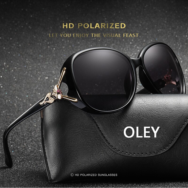 OLEY Retro Sunglasses women Polarized Luxury brand designer big frame Fox eyewear diamond Oculos de sol femininos