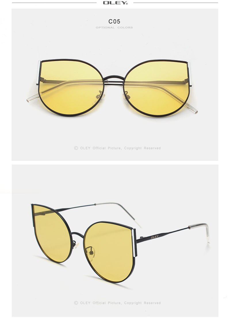 OLEY Fashion Cat Eye Sunglasses Women Brand Designer Vintage Retro Sun glasses Female Fashion Cateyes Sunglass UV400 Y8950