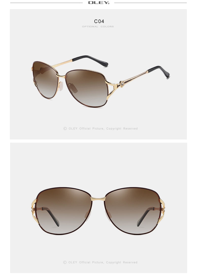 OLEY 2020 New Women's Glasses Luxury Brand Sunglasses Gradient Polarized Lens Round Sun glasses Butterfly Oculos Feminino YA509