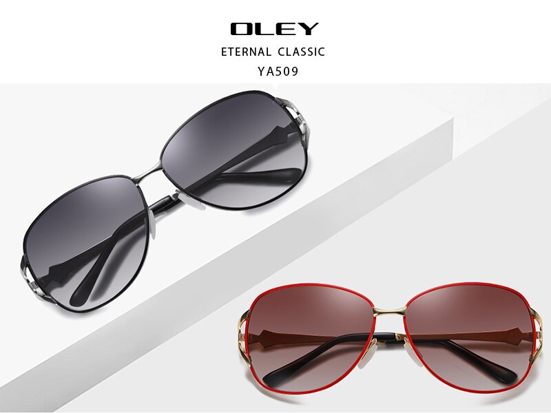 OLEY 2020 New Women's Glasses Luxury Brand Sunglasses Gradient Polarized Lens Round Sun glasses Butterfly Oculos Feminino YA509