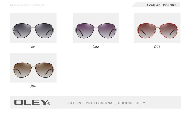 OLEY 2020 New Women's Glasses Luxury Brand Sunglasses Gradient Polarized Lens Round Sun glasses Butterfly Oculos Feminino YA509
