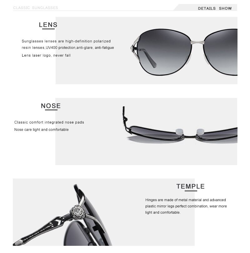 OLEY Fashion Womens Polarized Sunglasses Women Butterfly Diamond Classic Sun Glasses HD lens UV400 goggles