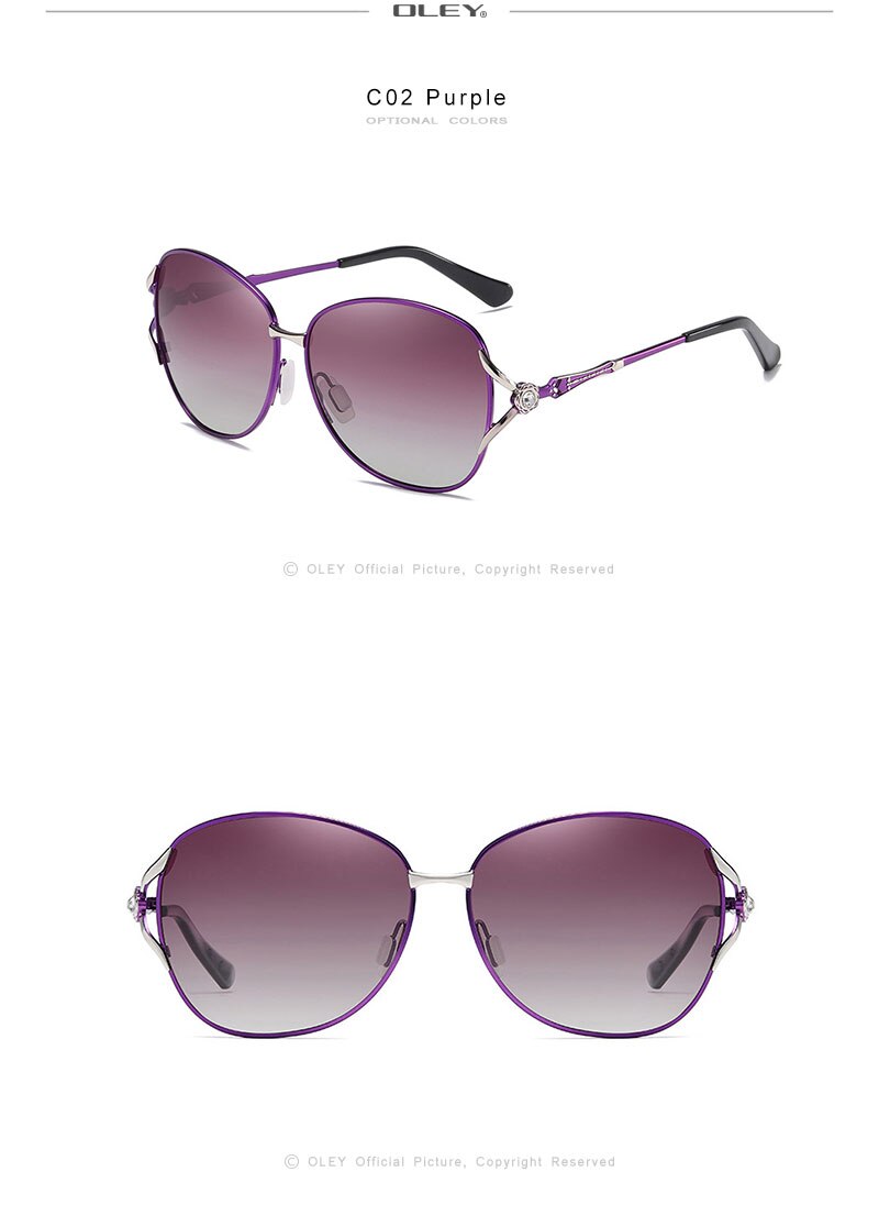 OLEY Fashion Womens Polarized Sunglasses Women Butterfly Diamond Classic Sun Glasses HD lens UV400 goggles