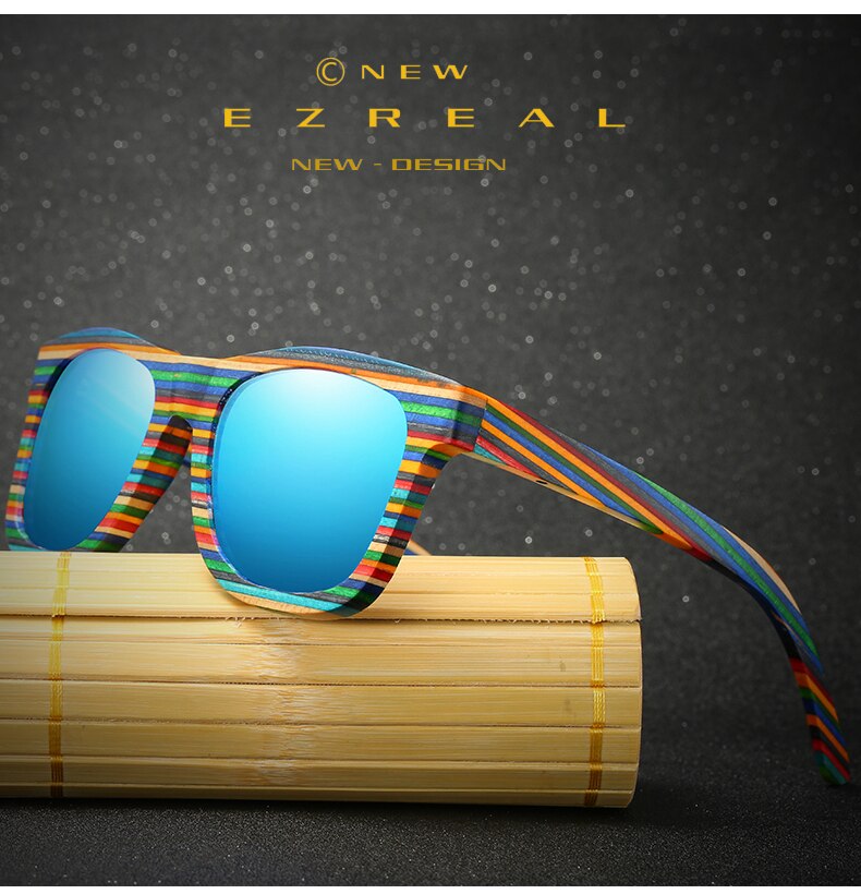 EZREAL Polarized Wooden Sunglasses Men Bamboo Sun Glasses Women Brand Designer Original Wood Glasses Oculos de sol masculino