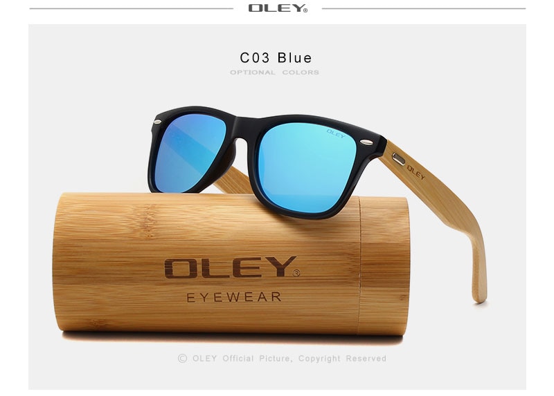 OLEY Brand Bamboo Leg Polarized Sunglasses men Classic Square goggle Fashion Retro Female sun glasses Customizable logo YZ2140