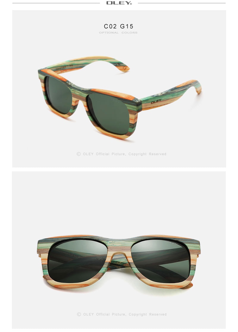 OLEY 2020 Bamboo Sunglasses Men Women Polarized Mirror Full Frame Wood Shades Goggles Handmade Support custom logo Y5915