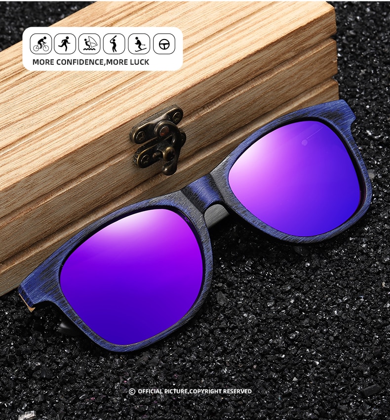EZREAL Handmade Bamboo and Wood Sunglasses Polarized Protection Men's Sunglasses Global Hot Simple With Wooden Sunglasses Box
