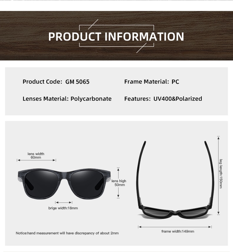 EZREAL Handmade Bamboo and Wood Sunglasses Polarized Protection Men's Sunglasses Global Hot Simple With Wooden Sunglasses Box
