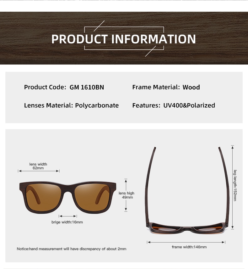 EZREAL Handmade Natural Brown Wooden Sunglasses Women Men Brand Design Vintage Fashion Glasses Polarized Lens Dropshipping