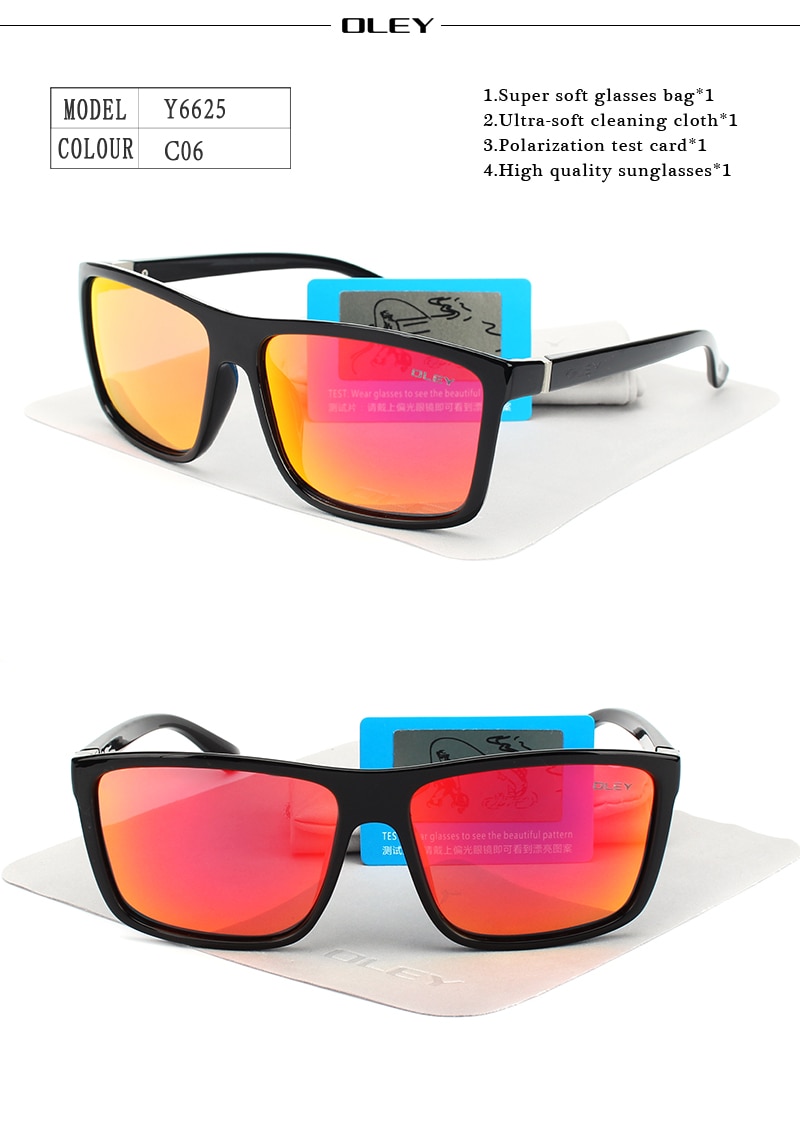 OLEY Polarized Men Sunglasses brand designer Retro Square Sun Glasses Accessories Unisex driving goggles oculos de sol Y6625