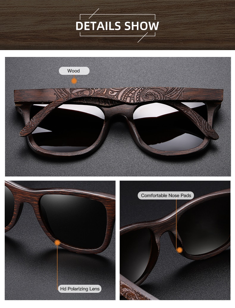 EZREAL Natural Polarized Wooden Sunglasses Men Bamboo Sun glasses Women Brand Designer Original Wood Glasses Oculos de sol