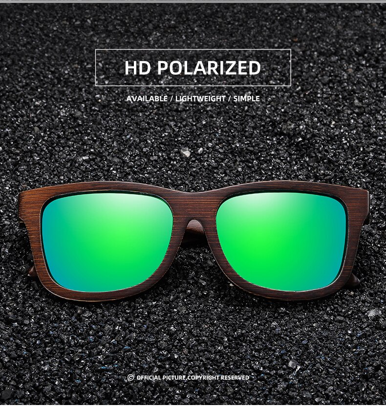 EZREAL Natural Bamboo Wooden Sunglasses Handmade Polarized Mirror Coating Lenses Eyewear With Gift Box