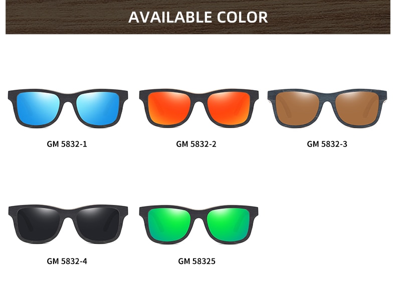 EZREAL Brand Designer wood Sunglasses New Men Polarized Black Skateboard Wood Sunglasses Retro Vintage Eyewear Dropshipping