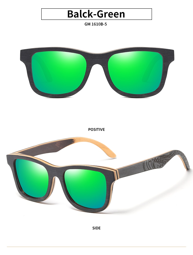 EZREAL Brand Designer wood Sunglasses New Men Polarized Black Skateboard Wood Sunglasses Retro Vintage Eyewear Dropshipping