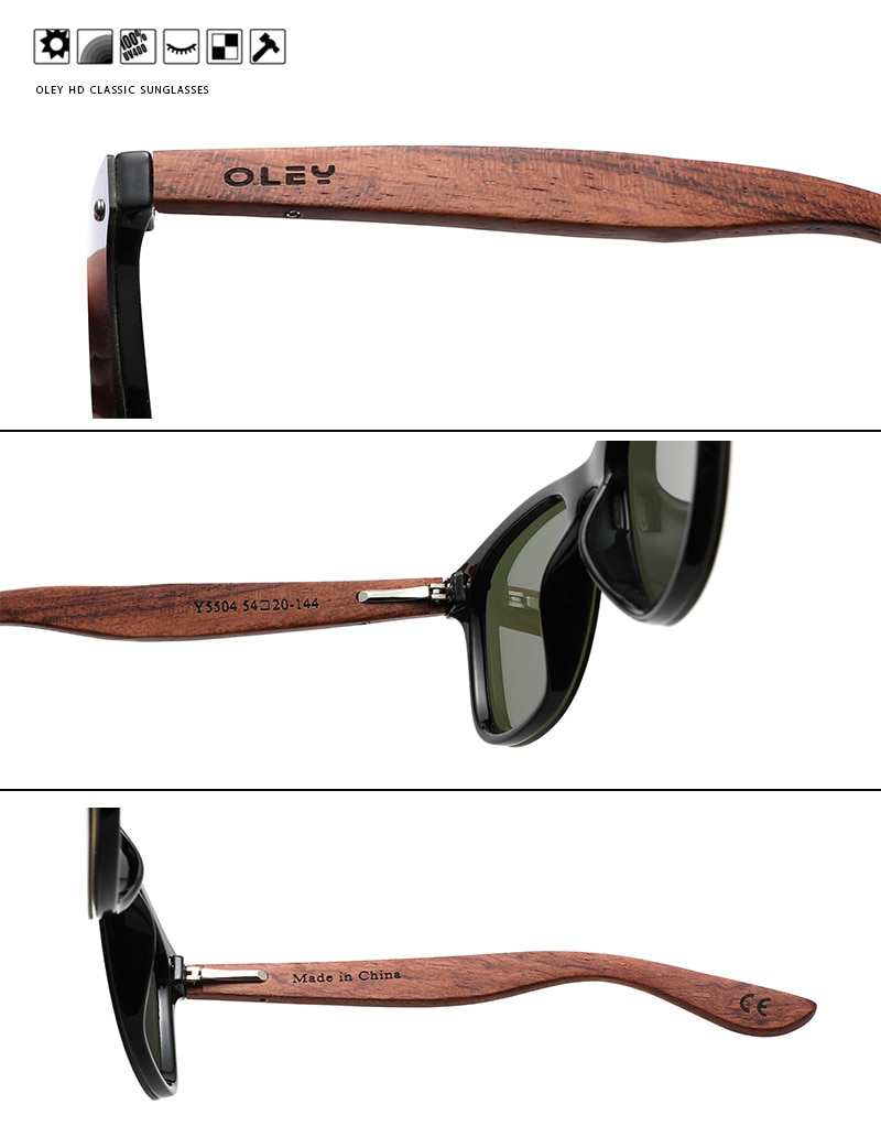 OLEY Natural Wooden Sunglasses Men Polarized Fashion Sun Glasses Original Wood High-end wooden box Accept custom logo