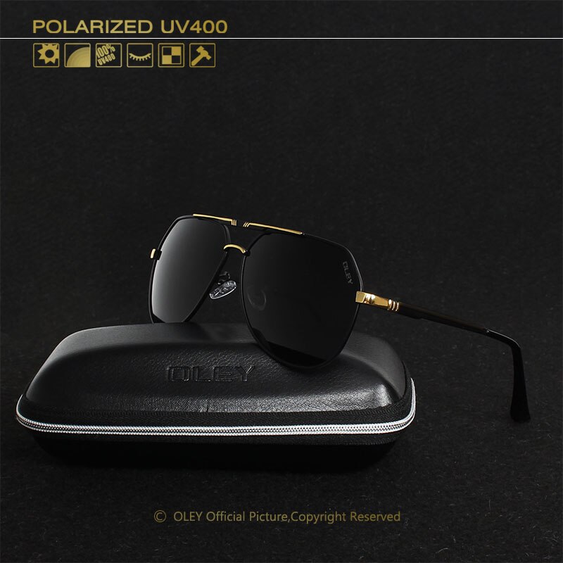 OLEY 100% Polarized sunglasses lenses Alloy frames color film pilots Mirror Glasses oculos Male Eyewear Accessories For Men