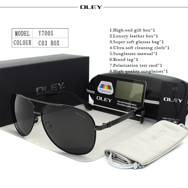 OLEY Luxury sunglasses men polarized Classic pilot Sun glasses fishing Accessories driving goggles gafas de sol zonnebril mannen