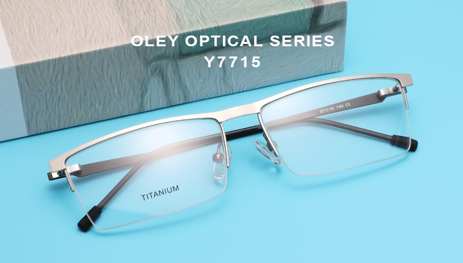 OLEY Men Titanium Alloy Glasses Frame Fashion Male Business Style Ultralight Eye Myopia Hyperopia Presbyopia Eyeglasses Y7715