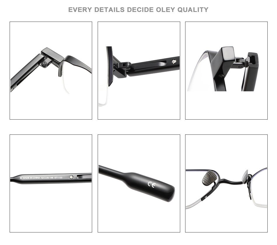 OLEY Titanium+Acetate Optical Glasses Half Frame Men 2020 Square Myopia Prescription Eyeglasses Male Metal Hyperopia Eyewear