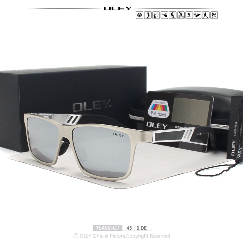 OLEY Men Polarized Sunglasses Aluminum Magnesium Sun Glasses Driving Glasses Rectangle Shades For Men masculino Male