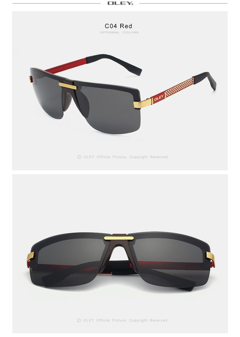 OLEY Fashion Men's Frameless Polarized Sunglasses Classic Pilot Goggles UV400 Gafas De Sol Y4909 Support custom LOGO