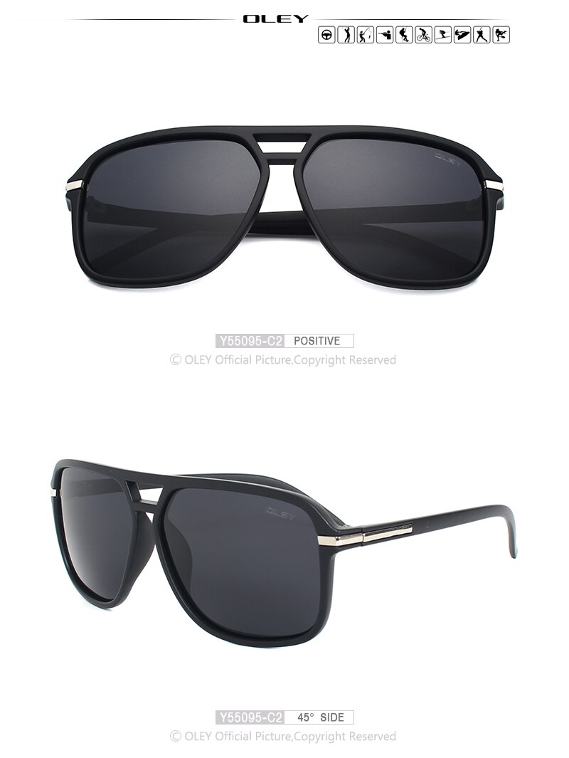 OLEY Vintage oversized Sunglasses Men brand designer women Polarized Sun Glasses for man shades large spectacles culos de sol