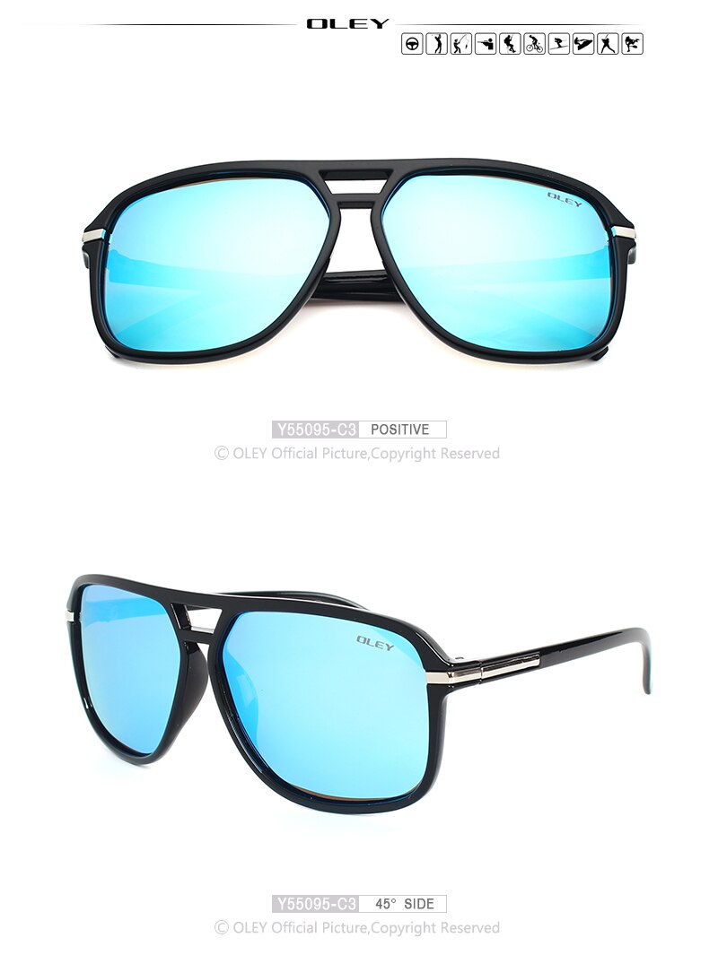 OLEY Vintage oversized Sunglasses Men brand designer women Polarized Sun Glasses for man shades large spectacles culos de sol