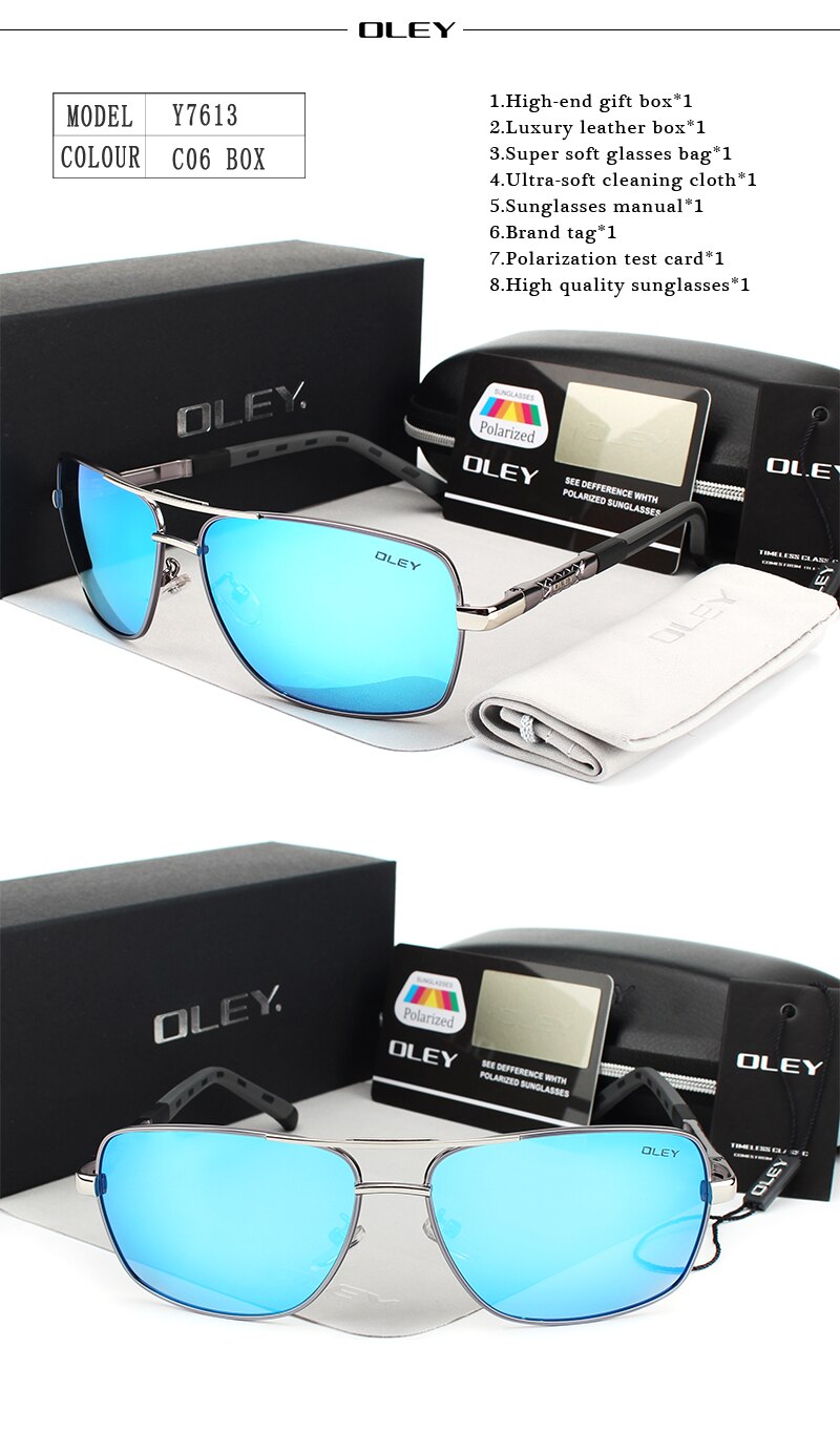 OLEY Brand Men Aluminum Sunglasses Polarized UV400 Mirror Male Sun Glasses Women For Men Oculos de sol Summer goggles Y7613