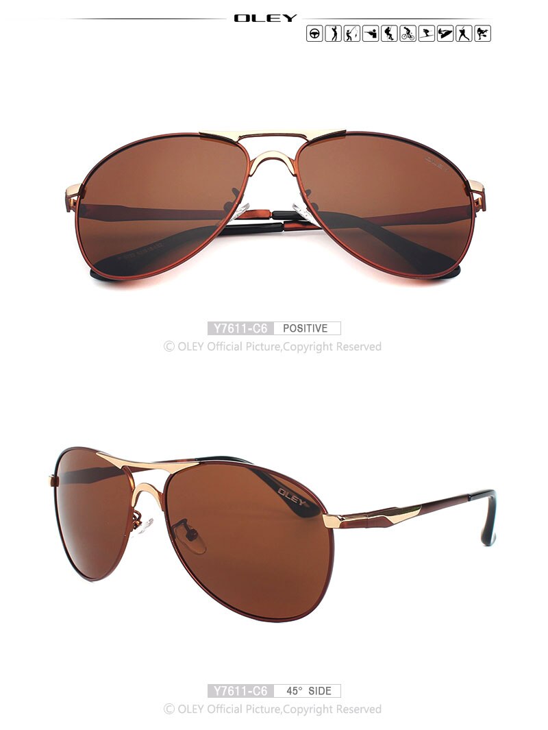 OLEY Luxury brand mens driving Sunglasses polarized women pilot Sun glasses blue coating eyewear dos homens Y7611