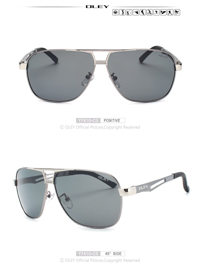 OLEY Classic Polarized Sunglasses for men Aluminum magnesium frame High-definition Polaroid lenses Driving anti-glare goggles