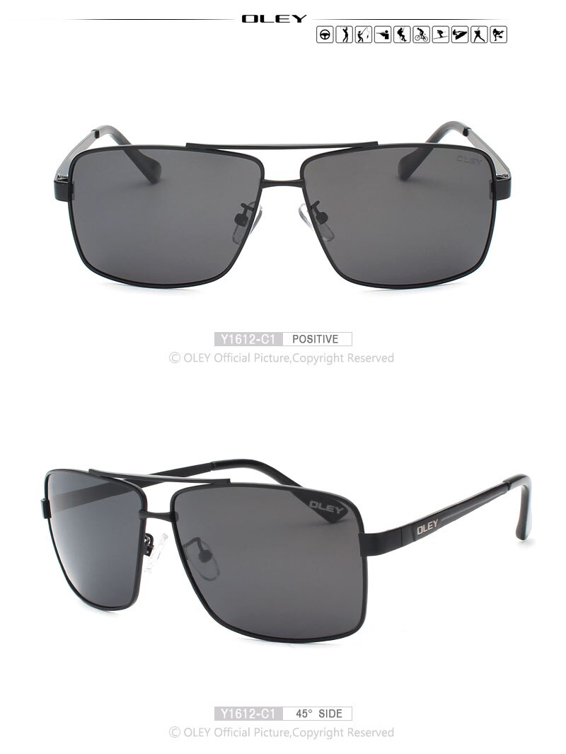 OLEY fashion Mens Sunglasses brand designer Polarized Square Sun Glasses for men Vintage Eyewear fishing drivers glasses Y1612