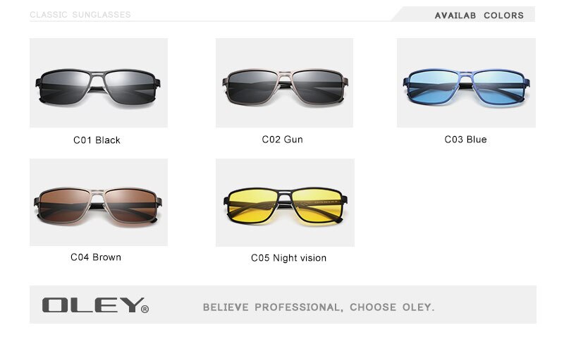 OLEY Brand 2020 Fashion Sunglasses Men Polarized Square Metal Frame outdoor Anti-glare uv400 Driving fishing goggles Y5924