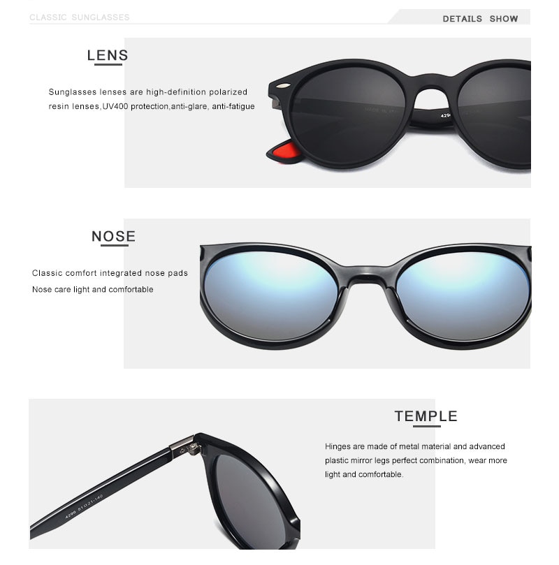 OLEY Brand Men Women Classic Retro Rivet Polarized Sunglasses Fashion circular design 100% UV400 Protection Accept custom logo