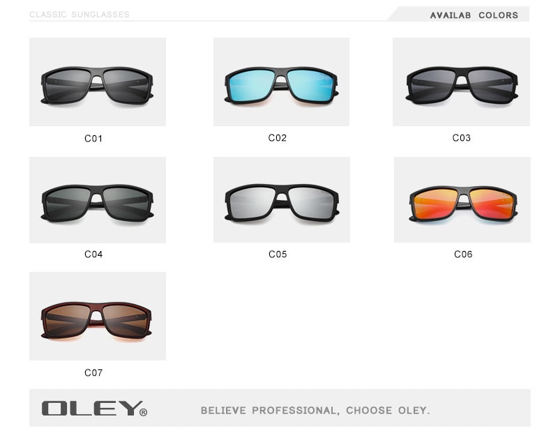 OLEY Men Polarized Sunglasses Brand Vintage Square Driving Movement Sun Glasses Driver Safety Protect UV400 Eyeglasses Y6625