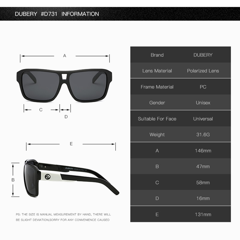 DUBERY Brand Design Polarized Sunglasses Men's Glasses Driver Shades Male Sun Glasses For Men Original Oculos