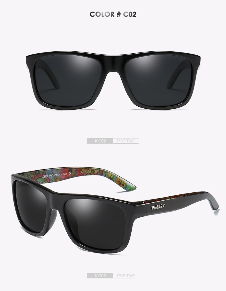 DUBERY Brand Design Polarized Black Sunglasses Men Driving Shades Male Retro Sun Glasses For Men Summer Mirror Square Oculos