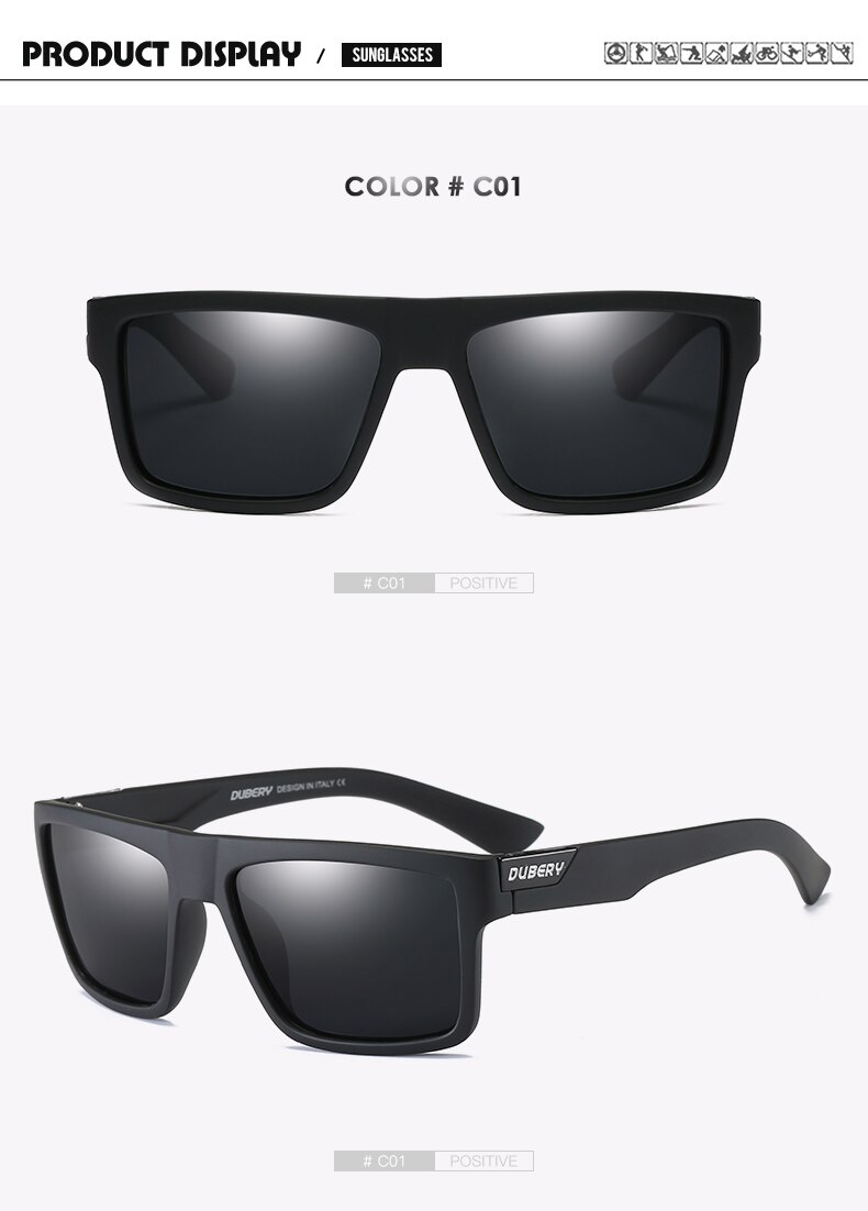 DUBERY Brand Design Polarized Sunglasses Men Driver Shades Male Vintage Sun Glasses For Men Spuare Colorful Summer UV400 Oculos