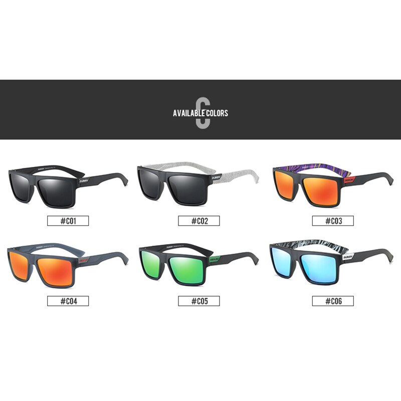 DUBERY Brand Design Polarized Sunglasses Men Driver Shades Male Vintage Sun Glasses For Men Spuare Colorful Summer UV400 Oculos