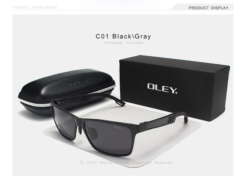 OLEY Men Polarized Sunglasses Aluminum Magnesium Sun Glasses Driving Glasses Rectangle For Men/Wome Oculos masculino Male