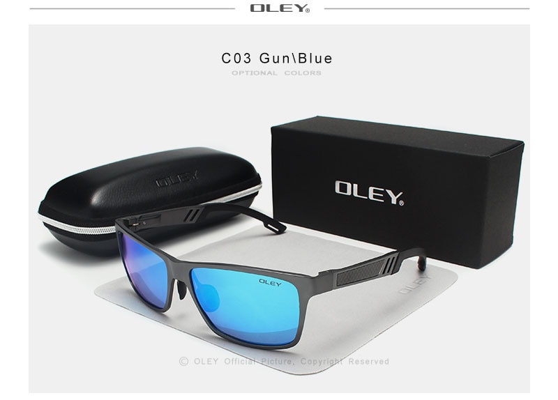 OLEY Men Polarized Sunglasses Aluminum Magnesium Sun Glasses Driving Glasses Rectangle For Men/Wome Oculos masculino Male