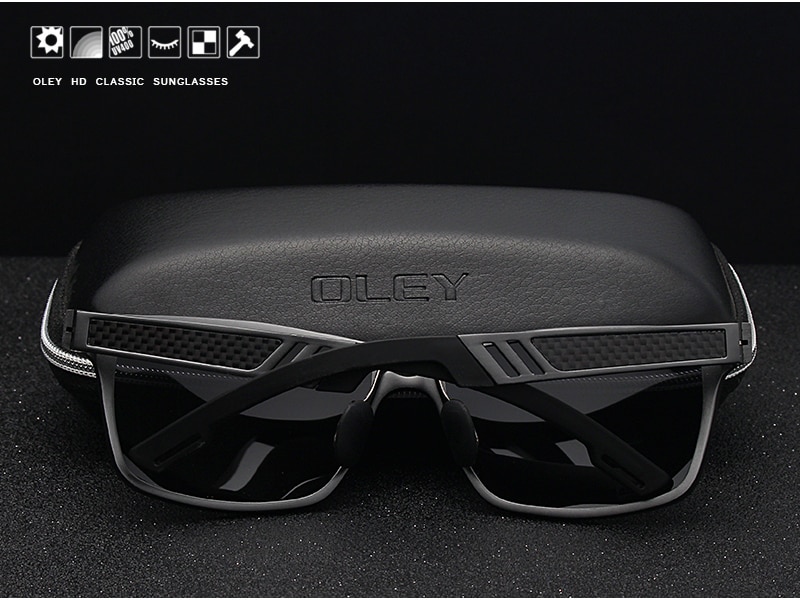 OLEY Men Polarized Sunglasses Aluminum Magnesium Sun Glasses Driving Glasses Rectangle For Men/Wome Oculos masculino Male