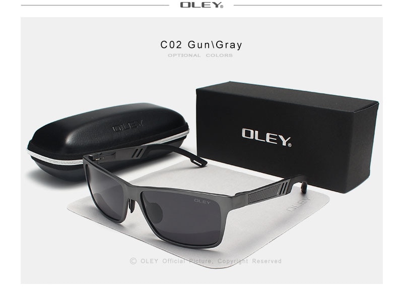 OLEY Men Polarized Sunglasses Aluminum Magnesium Sun Glasses Driving Glasses Rectangle For Men/Wome Oculos masculino Male