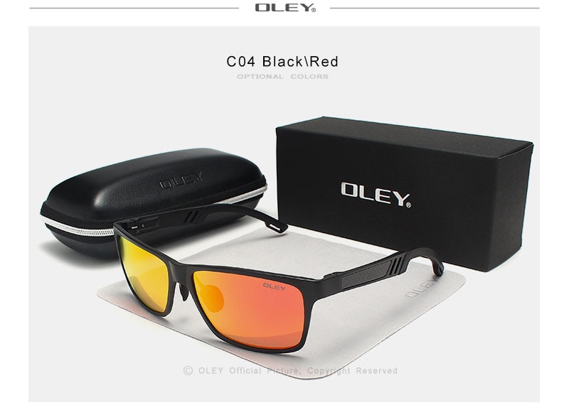OLEY Men Polarized Sunglasses Aluminum Magnesium Sun Glasses Driving Glasses Rectangle For Men/Wome Oculos masculino Male