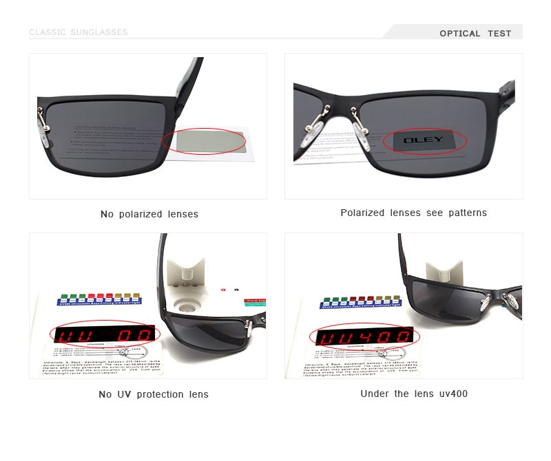 OLEY Brand Men's Vintage Square Sunglasses Polarized UV400 Lens Eyewear Accessories Male Sun Glasses For Men/Women Y7160