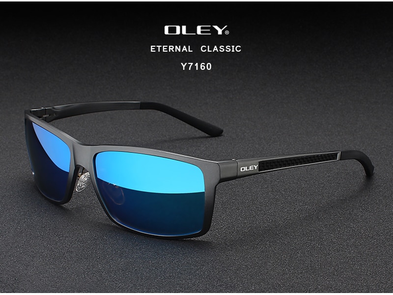 OLEY Brand Men's Vintage Square Sunglasses Polarized UV400 Lens Eyewear Accessories Male Sun Glasses For Men/Women Y7160