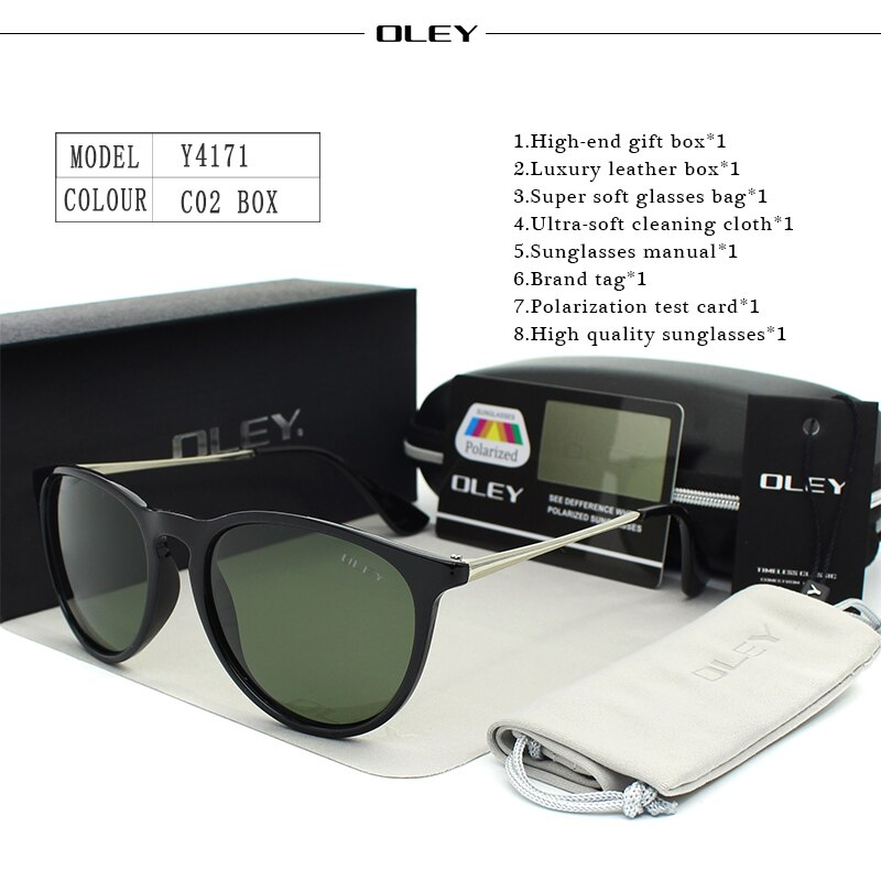 OLEY Polarized sunglasses women Retro Style Metal Frame Sun Glasses coating Famous Lady Brand Designer Feminino Y4171