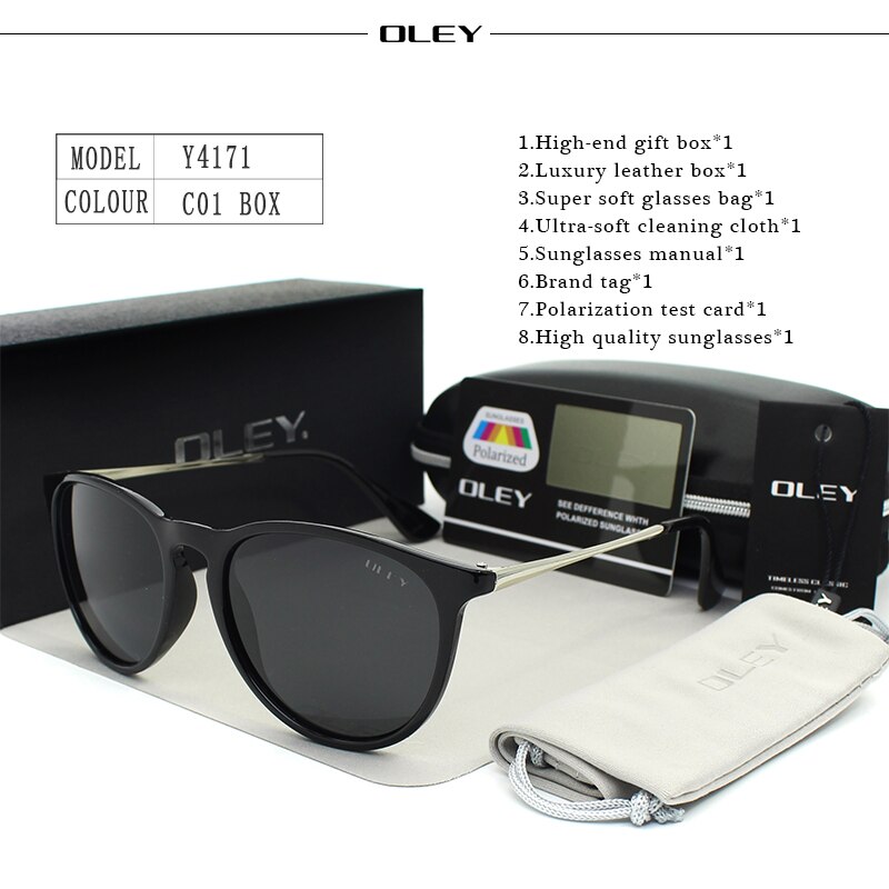 OLEY Polarized sunglasses women Retro Style Metal Frame Sun Glasses coating Famous Lady Brand Designer Feminino Y4171