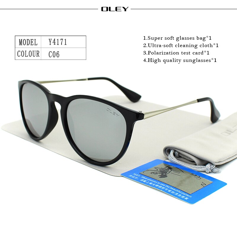 OLEY Polarized sunglasses women Retro Style Metal Frame Sun Glasses coating Famous Lady Brand Designer Feminino Y4171