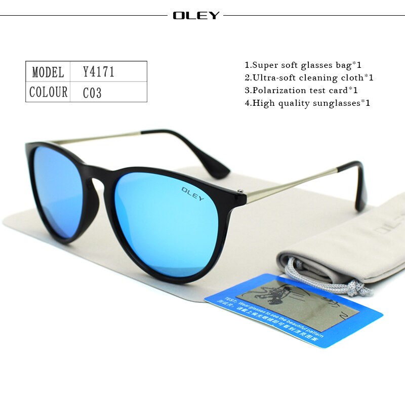 OLEY Polarized sunglasses women Retro Style Metal Frame Sun Glasses coating Famous Lady Brand Designer Feminino Y4171